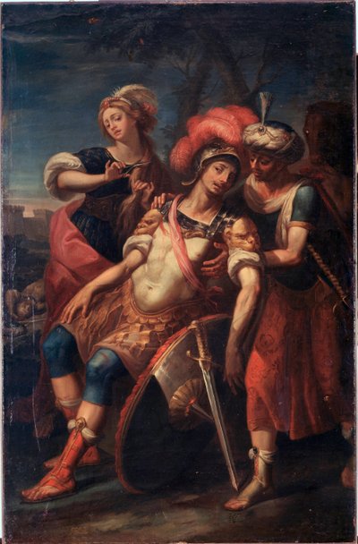 Erminia en Vafrino ontdekken de gewonde Tancrede (lied 19 uit Jeruzalem Bevrijd door Torquato Tasso) door Paolo Girolamo Brusco