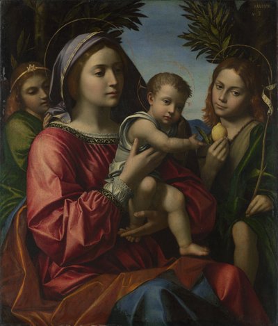 De maagd en het kind met de doper en een engel, ca. 1516 door Paolo Morando