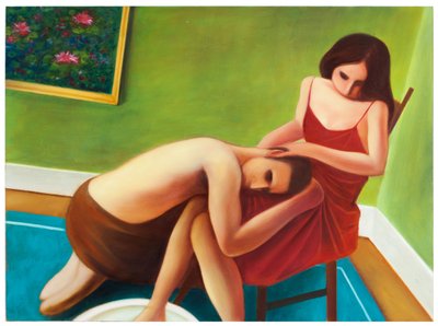 Mythologica n°2: Antigone, 2025 (olieverf op houtpaneel) door Paolo Perfranceschi