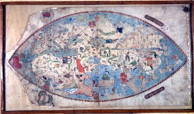 Wereldkaart van Paolo Toscanelli (1397 - 1497). 1457. Deze kaart vertegenwoordigt het Europese beeld van de aarde vóór de ontdekking van de grote continenten. Biblioteca Nazionale Florence door Paolo Toscanelli