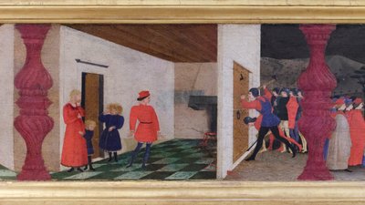 Predella van de ontheiliging van de hostie (detail) door Paolo Uccello