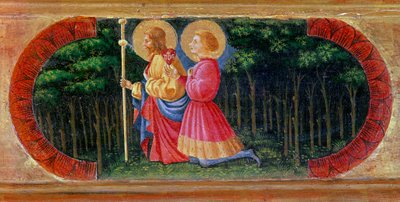 Heiligen Jacobus en Ansano bidden. Schilderij van Paolo Uccello door Paolo Uccello