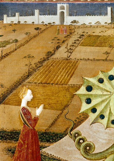 St. Joris en de Draak, detail van de prinses door Paolo Uccello