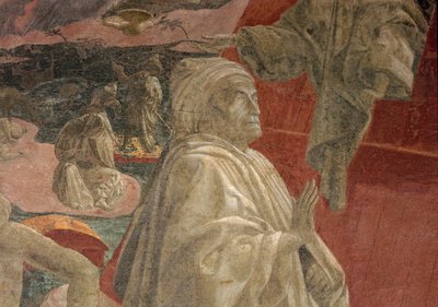 De Zondvloed en het Afnemen van het Water en het Offer en de Dronkenschap van Noach, biddende figuur (detail) door Paolo Uccello