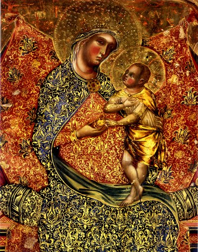 Madonna en Kind op de troon met twee engelen door Paolo Veneziano