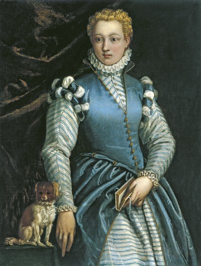 Portret van een vrouw met een hond door Paolo Veronese