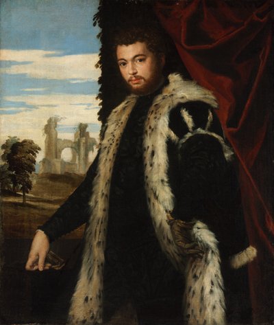 Portret van een Jonge Man met Lynxbont door Paolo Veronese