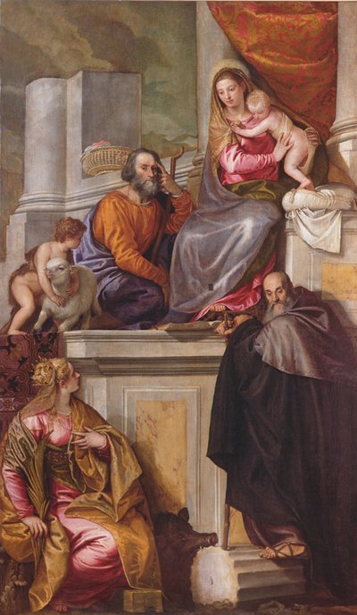 De Heilige Familie met St. Johannes de Doper, St. Antonius Abt en St. Catharina, 1551 door Paolo Veronese