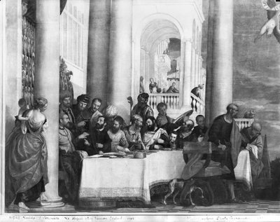 De maaltijd in het huis van Simon de Farizeeër, detail van de linkerzijde, 1570 door Paolo Veronese