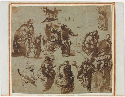 Verschillende Schetsen van de Madonna en Kind door Paolo Veronese