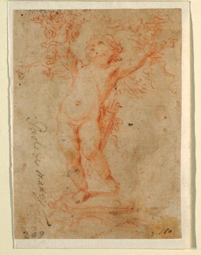 Cupido heft bloemen met beide armen door Paolo de Mattheis