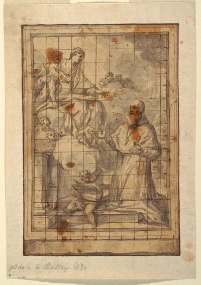 Tekening, Maagd en kind in glorie, ca. 1600-1700 door Paolo de Mattheis