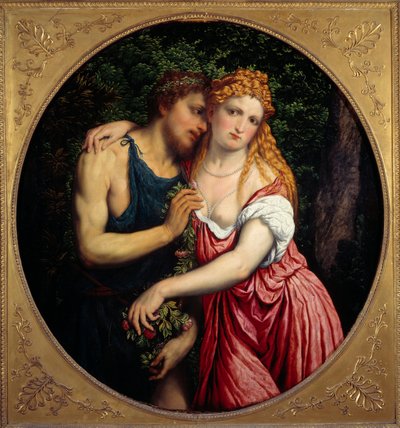 Daphnis en Chloe. Mythologische voorstelling van een paar. door Paris Bordone