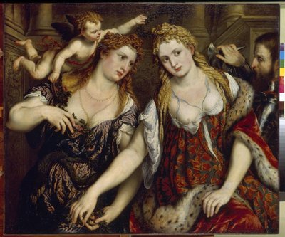 Flora, Venus, Mars en Cupido door Paris Bordone
