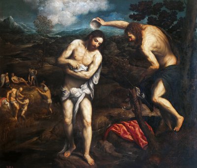 De Doop van Christus, 1548-1551 door Paris Bordone