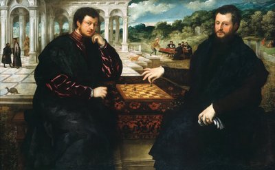 Twee Schaakspelers, ca. 1545 door Paris Bordone