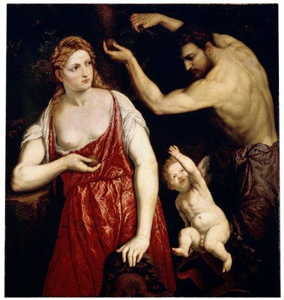 Venus en Mars met Cupido, 1550s door Paris Bordone