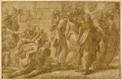 Christus met zijn discipelen die de melaatsen genezen door Parmigianino (1503 40)