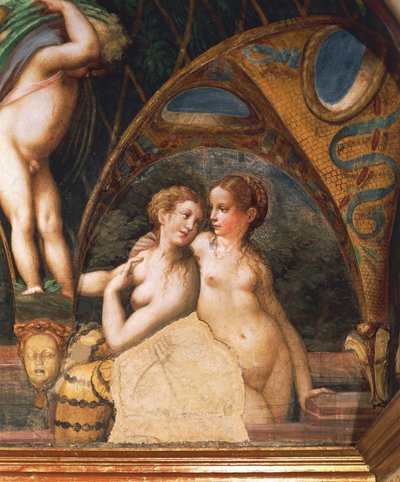 Paar nimfen, uit de mythe van Diana en Actaeon door Parmigianino