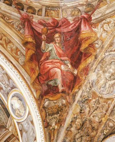 Sint Hilarius van Poitiers door Francesco Mazzola, bekend als Parmigianino (1503-1540), fresco, Kerk van San Giovanni Evangelista, Parma door Parmigianino