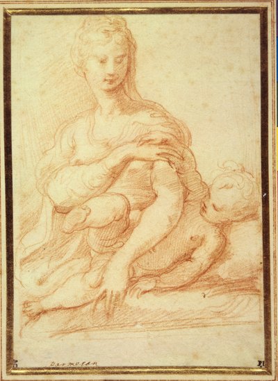 De Maagd speelt met het Kind op haar schoot door Parmigianino