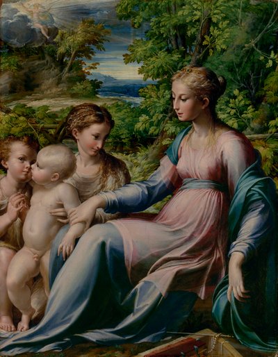 Maagd en Kind met Sint Johannes de Doper en Maria Magdalena door Parmigianino