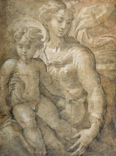 Maagd met het Kind op haar schoot door Parmigianino 