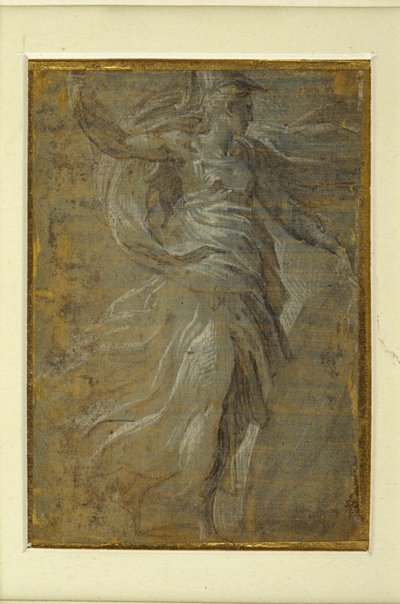 Minerva met een schild in haar linkerhand, een lans in haar rechter door Parmigianino