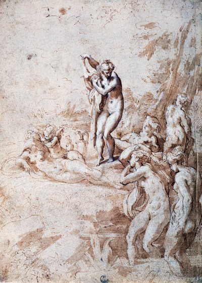 Nimfen badend door Parmigianino