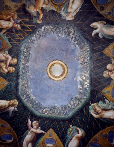 Putti en glimp van de lucht, Detail door Parmigianino