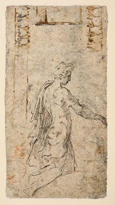 Studie van een knielende jongeman (verso) door Parmigianino