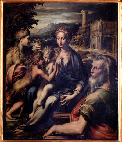 Maagd met Kind, St. Johannes de Doper, Magdalena en Zachariah door Parmigianino