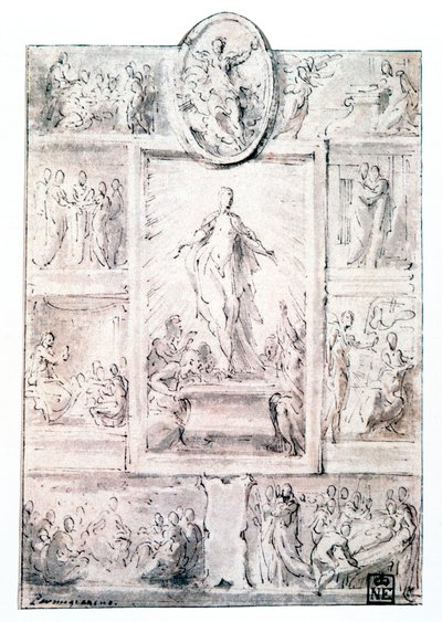 Compositie Schets, ca. 1513-1540 door Parmigianino