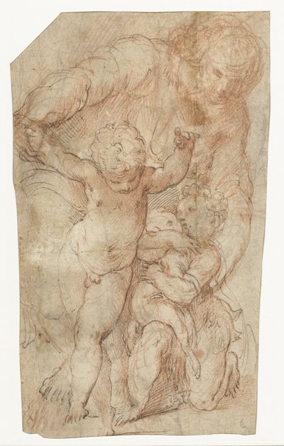 Madonna met het Christuskind en de kleine Johannes de Doper door Parmigianino