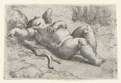 Slapende cupido door Parmigianino