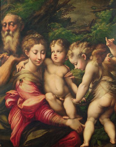 De Heilige Familie (Rust tijdens de vlucht naar Egypte) door Parmigianino