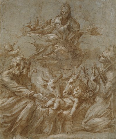 De geboorte van Christus, ca. 1520s door Parmigianino