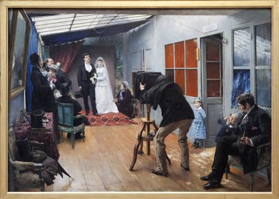 Een bruiloft met de fotograaf door Pascal Adolphe Jean Dagnan Bouveret