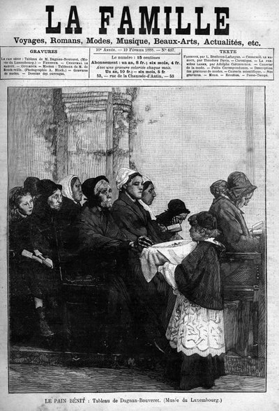 Het gezegende brood, gegraveerd uit 1888 naar het schilderij van Dagnan-Bouveret. Omslag van de krant 
