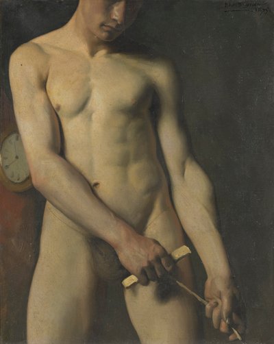 Naaktstudie van een man door Pascal Adolphe Jean Dagnan Bouveret