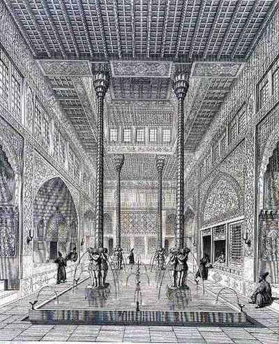 Interieur van het Paleis van Chahar Bagh, in Isfahan, uit 