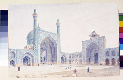 Uitzicht op de binnenplaats van de Grote Moskee van Isfahan door Pascal Xavier (after) Coste