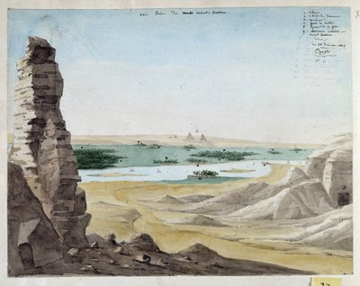 Gezicht vanaf de berg Kattan, Egypte, 1818 door Pascal Xavier (after) Coste