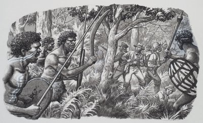 Aborigines (gouache op papier) door Pat (1907-95) Nicolle