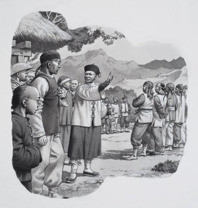 Chinese boksers (gouache op papier) door Pat (1907-95) Nicolle