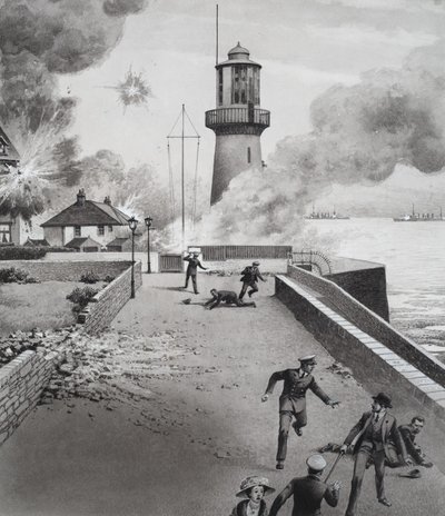 Vuurtoren onder bombardement door Pat (1907-95) Nicolle