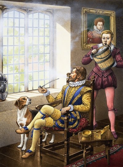Wie gooide water over Sir Walter Raleigh door Pat (1907-95) Nicolle
