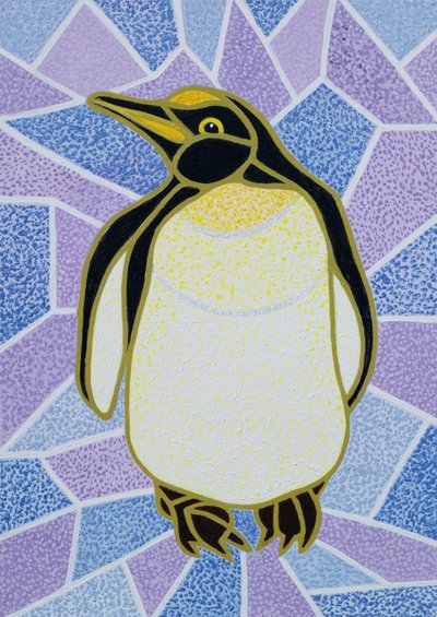 Pinguïn op glas in lood door Pat Scott