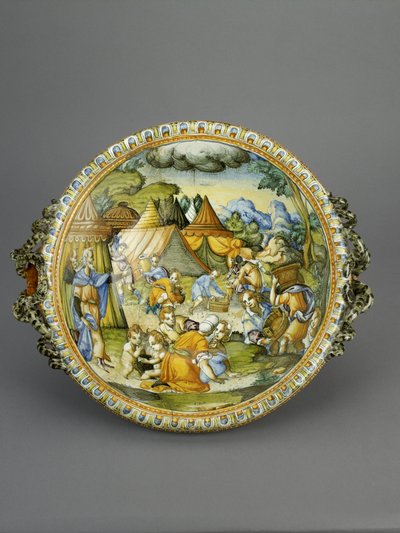 Schaal met het verzamelen van manna, waarschijnlijk Urbino, ca. 1600-20 door Patanazzi Workshop