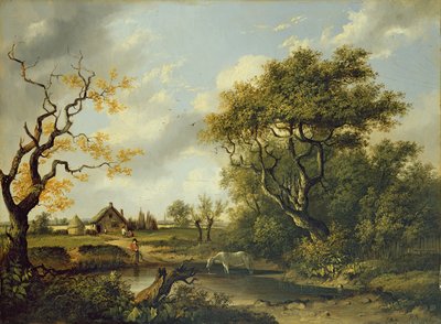 Paard drinkend bij een vijver door Patrick Nasmyth